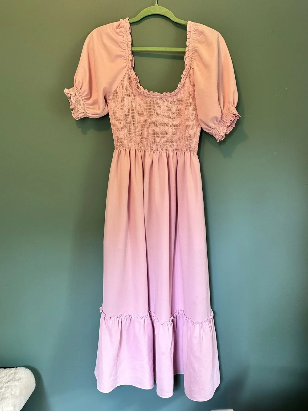 Hill House Home Louisa Nap Midi Dress Pink Smocked Puff Sleeve Size L - Picture 9 of 10